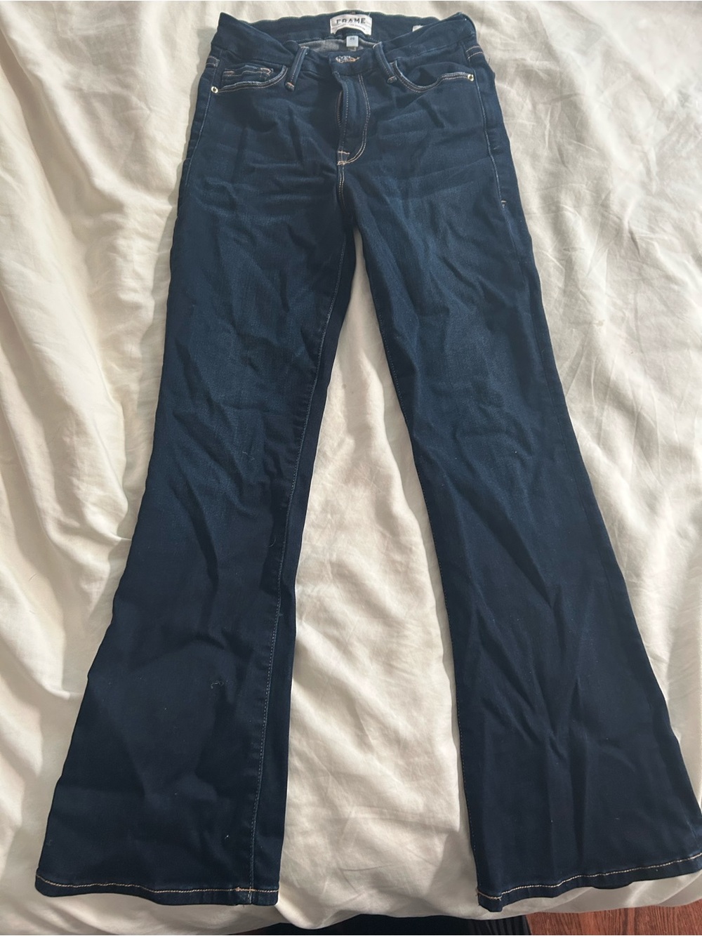 Frame Denim Dark Blue Le Crop Mini Boot Jeans - Picture 3 of 5
